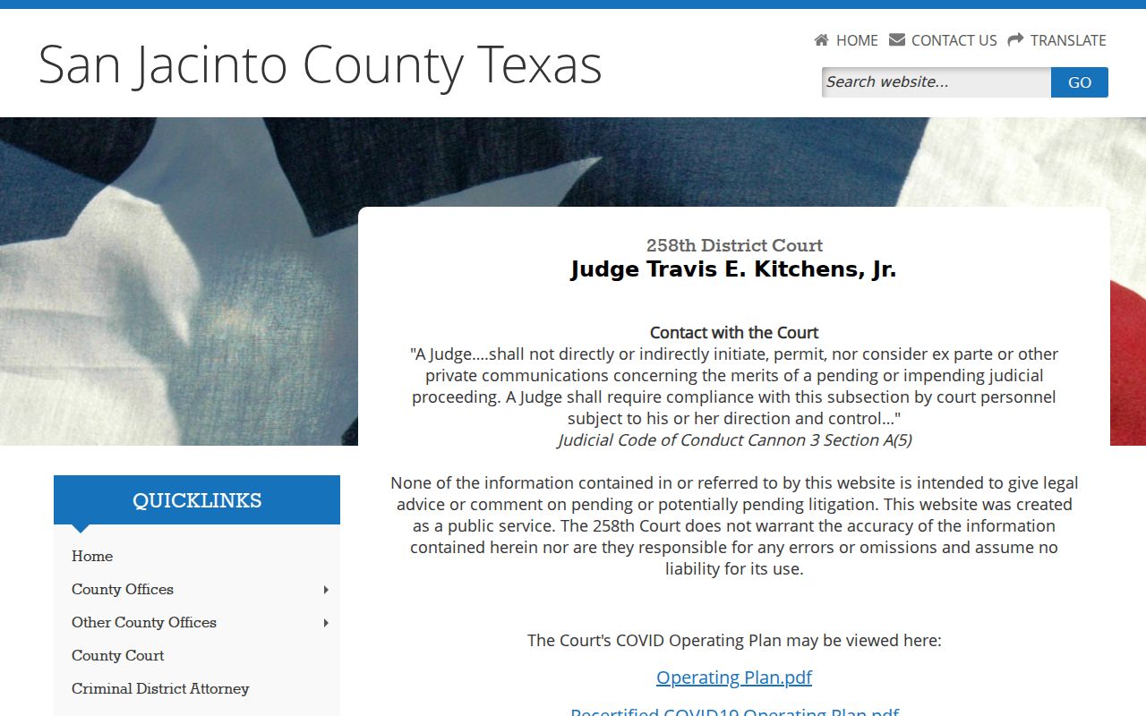 San Jacinto County court date confirmation information
