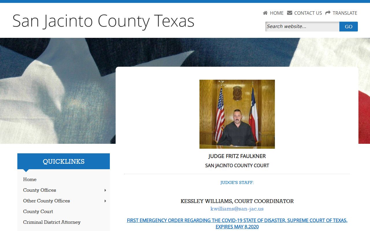 Current San Jacinto County court dates and instructions